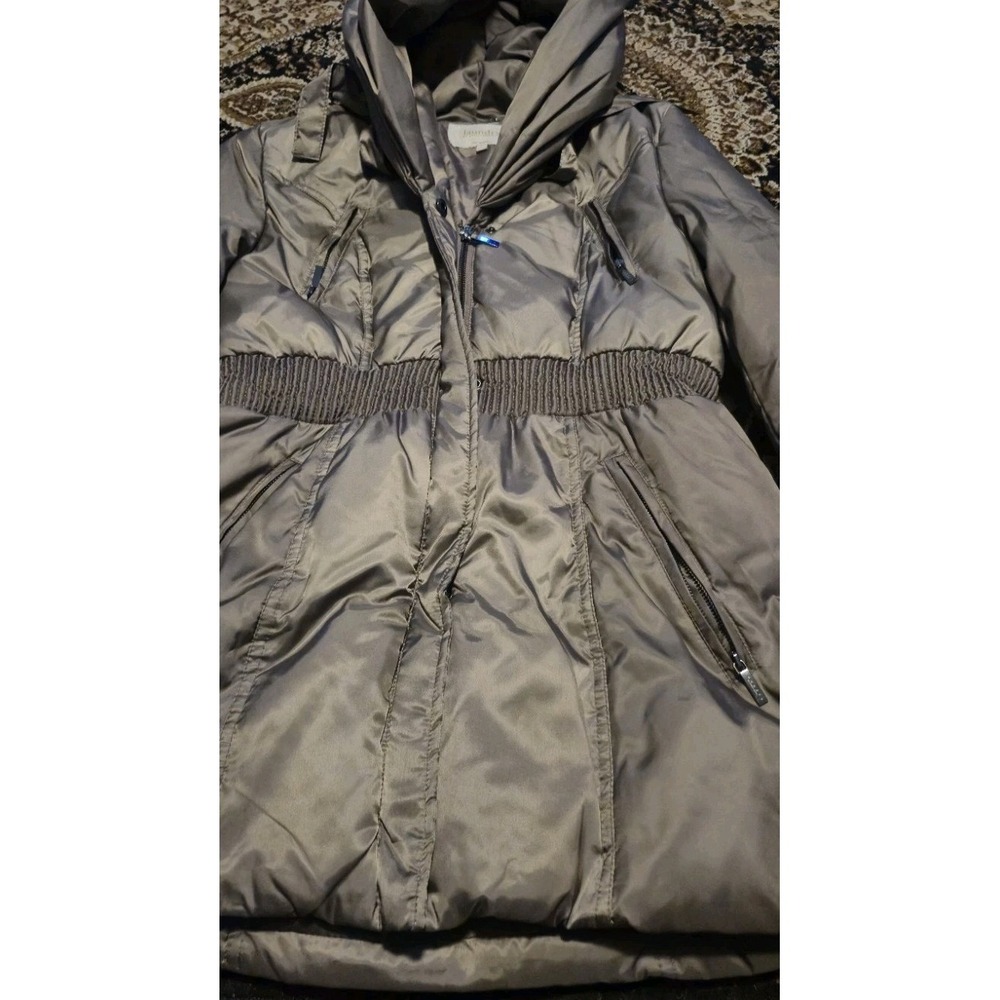 Laundry Shelli Segal Women's Down Puffer Jacket Hooded Brown Size M - Picture 2 of 7